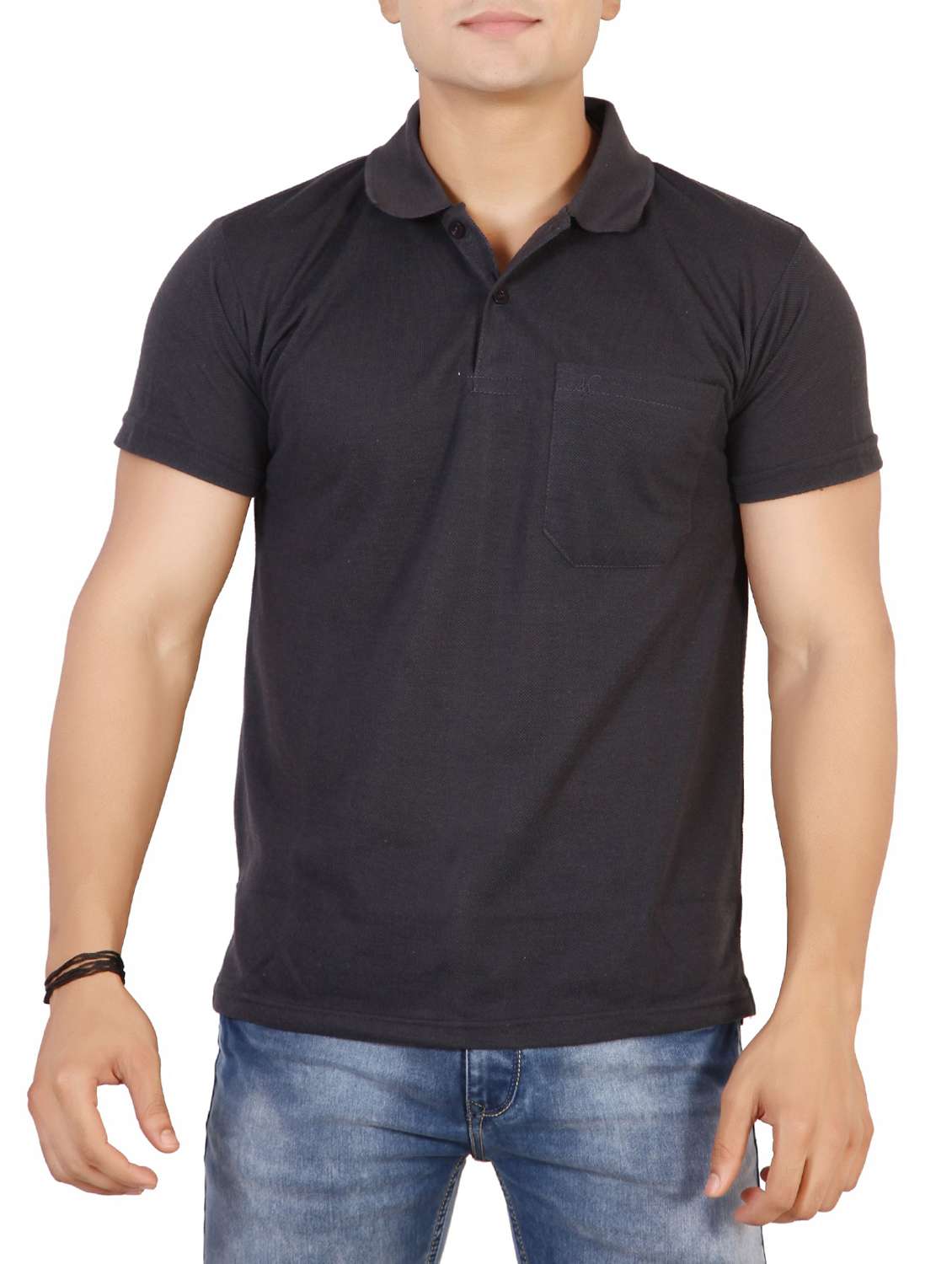 dark blue cotton pocket t-shirt