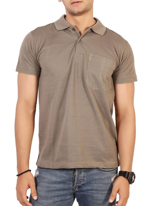 brown cotton pocket t-shirt - 15576697 - Standard Image - 0
