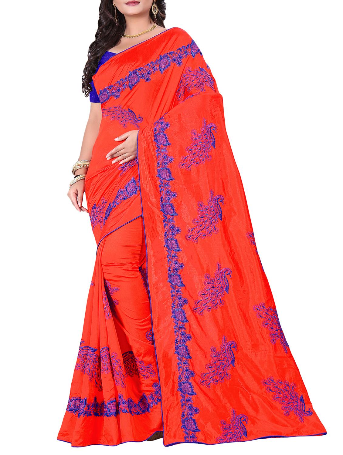women's embroidered saree with blouse - 15576930 -  Zoom Image - 0