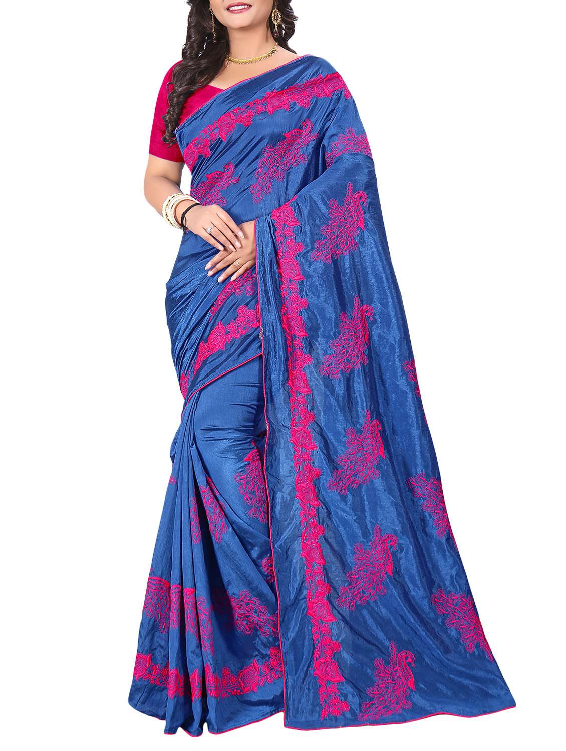 women's embroidered saree with blouse