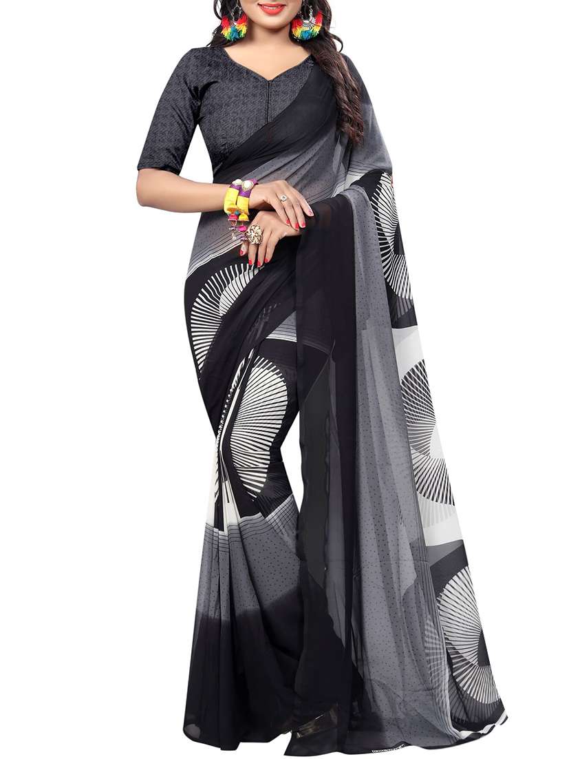 Geometrical printed saree with blouse
