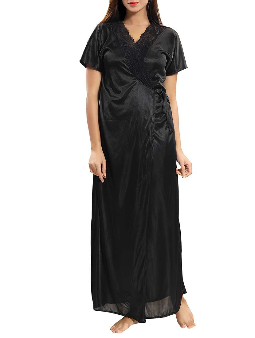 lace detail sleeprobe and nighty set - 15577637 -  Standard Image - 1