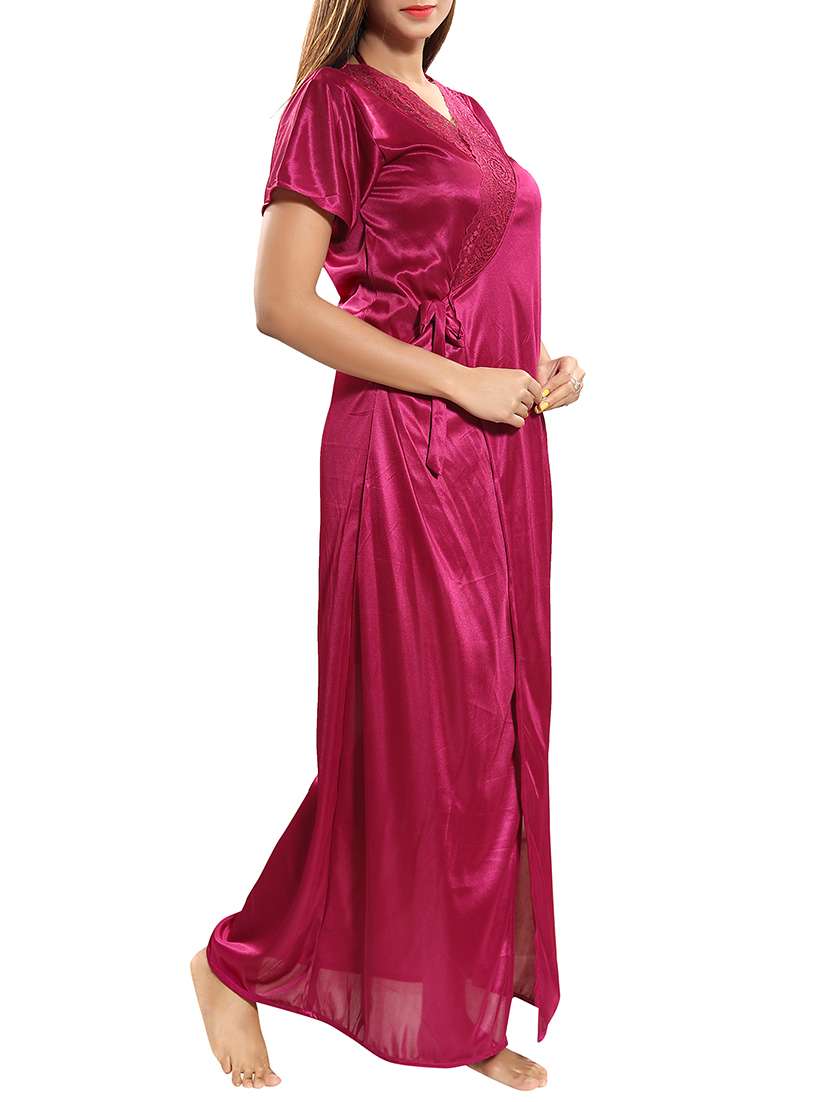 lace detail sleeprobe and nighty set - 15577638 -  Standard Image - 1