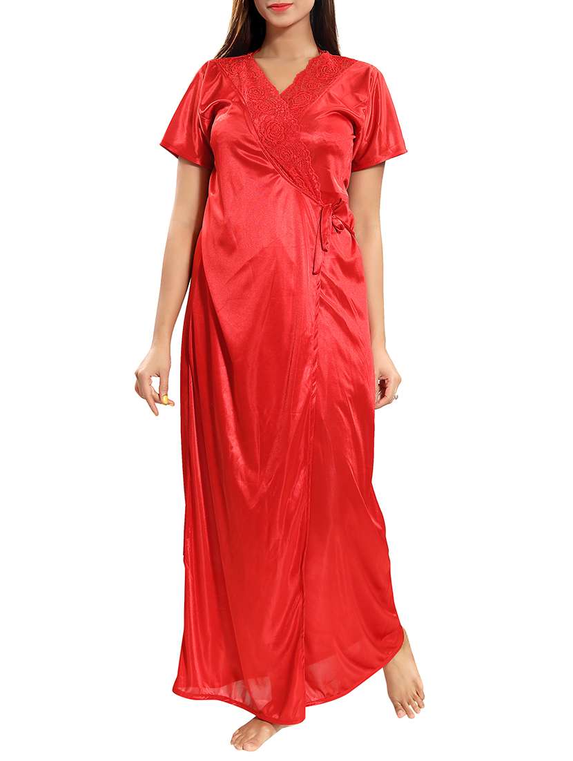 lace detail sleeprobe and nighty set - 15577640 -  Standard Image - 1