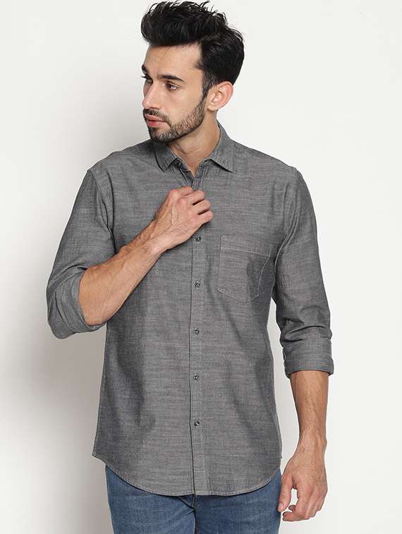 grey cotton casual shirt
