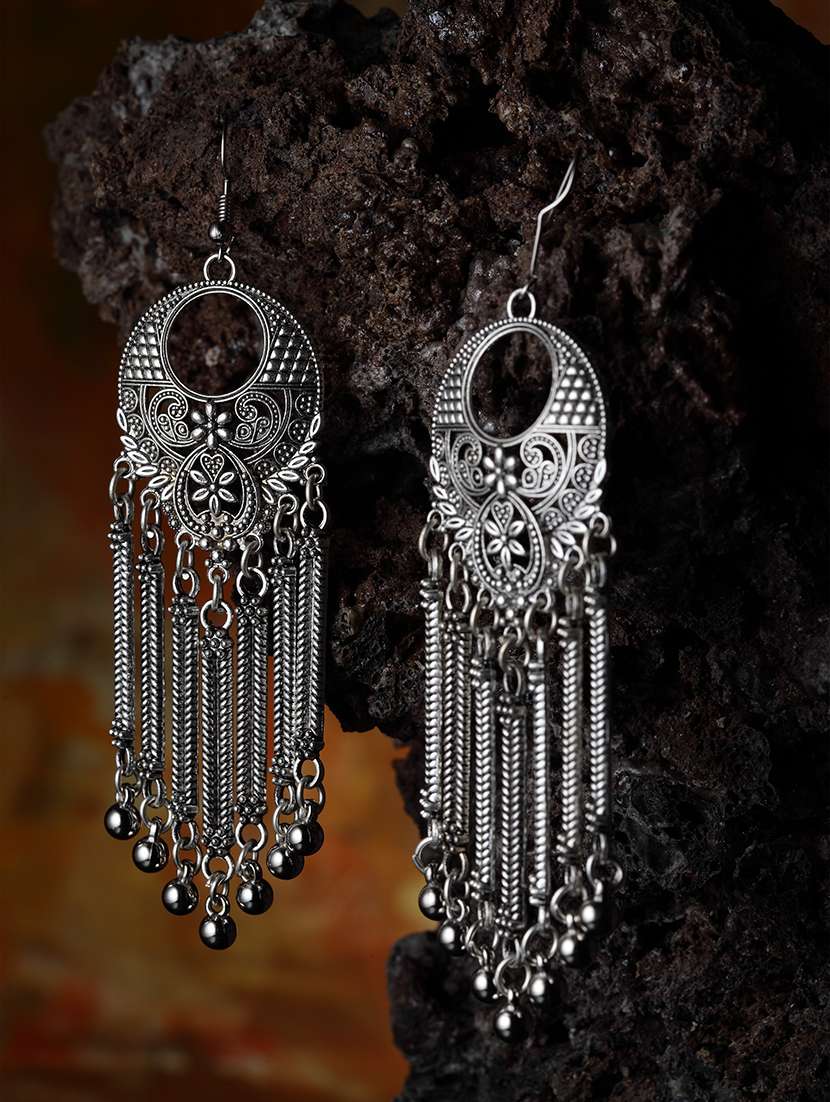 silver tone tribal earrings