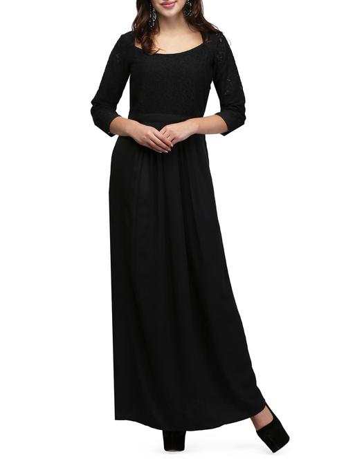scoop neck laced panel maxi dress - 15579826 -  Standard Image - 0