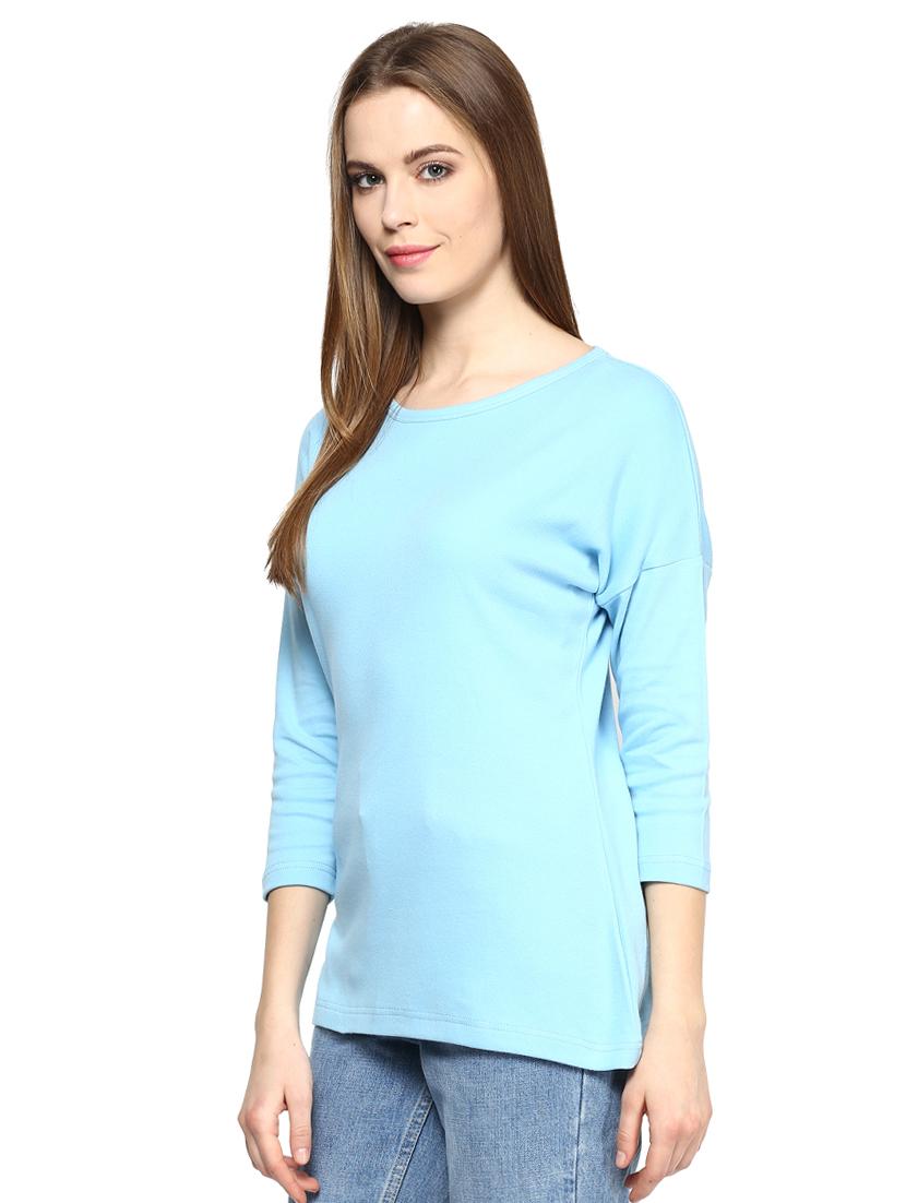 drop shoulder round neck top - 15581561 - Standard Image - 1