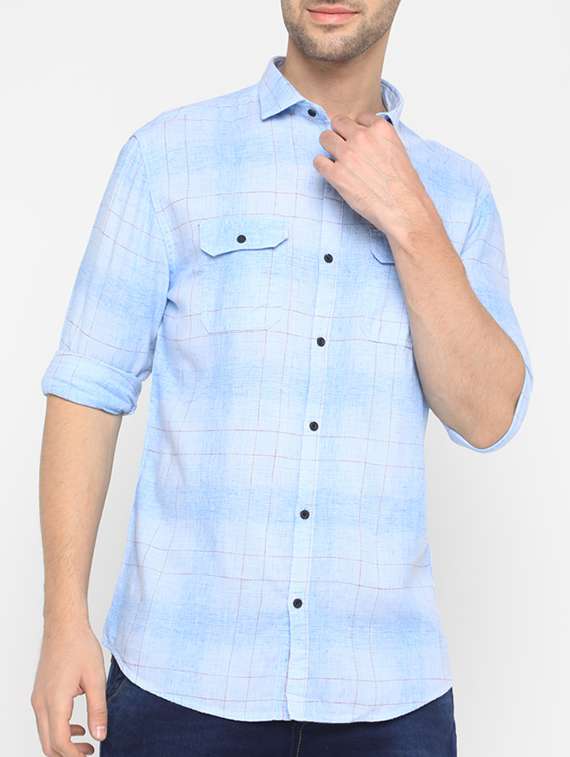 blue cotton casual shirt
