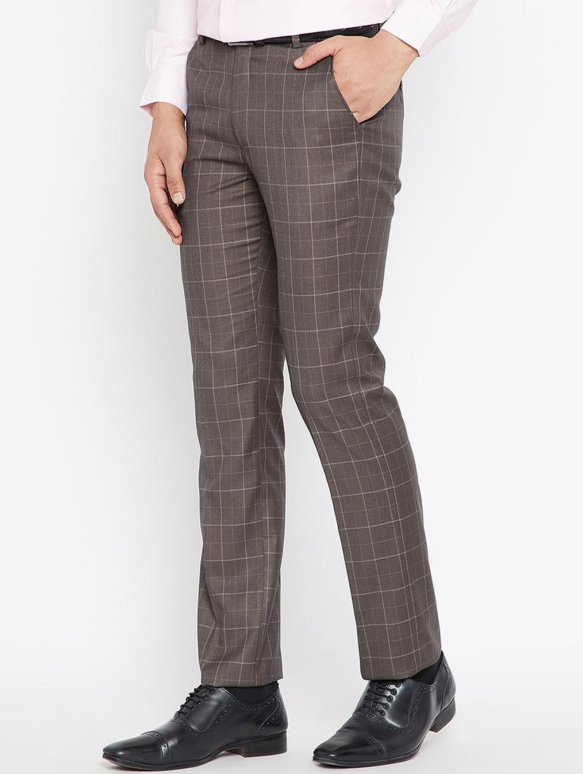 brown polyester blend flat front formal trouser - 15583051 - Standard Image - 1