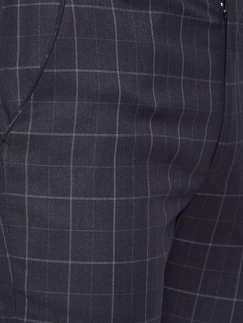 navy blue polyester blend flat front formal trouser - 15583053 - Standard Image - 4