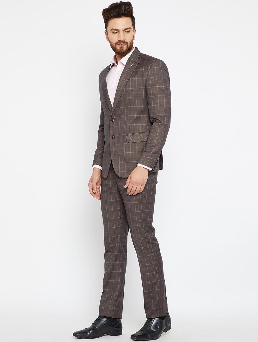 brown polyester single breasted suit - 15583081 -  Standard Image - 1