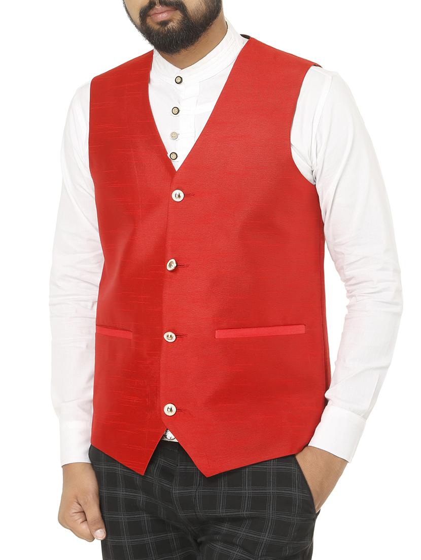 red dupion silk waist coat - 15583985 -  Standard Image - 1