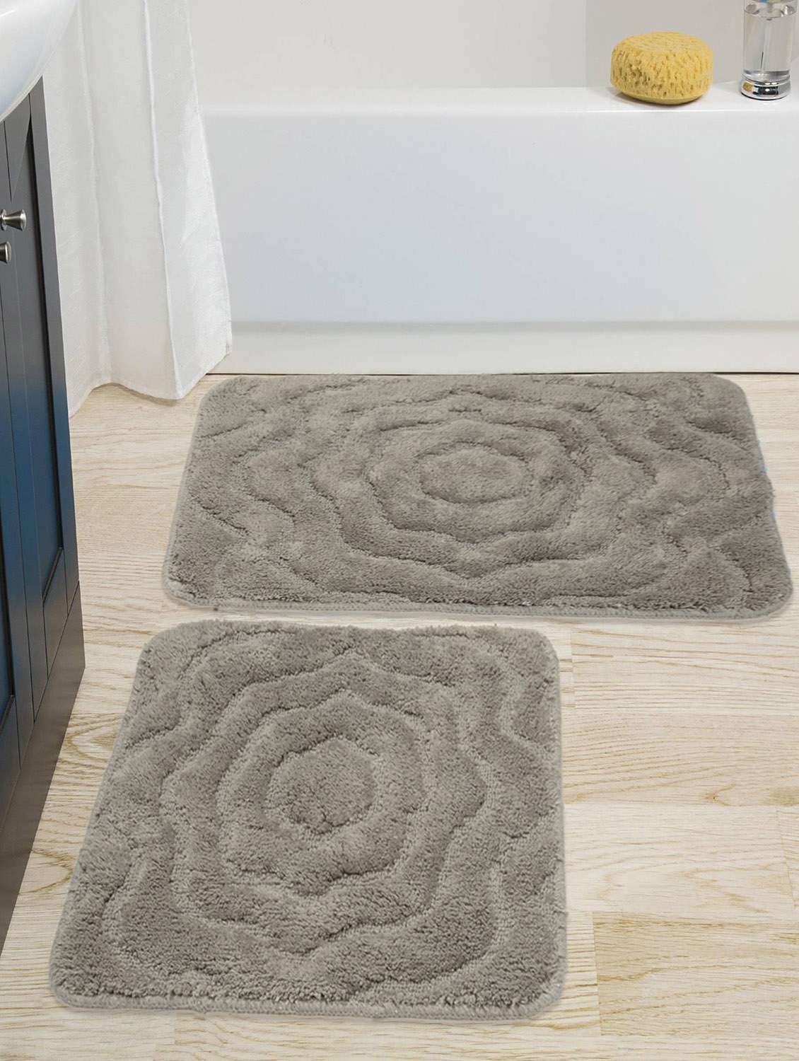 soft cotton anti slip bathmat set with contour- (45x60 cm & 45x50 cm)