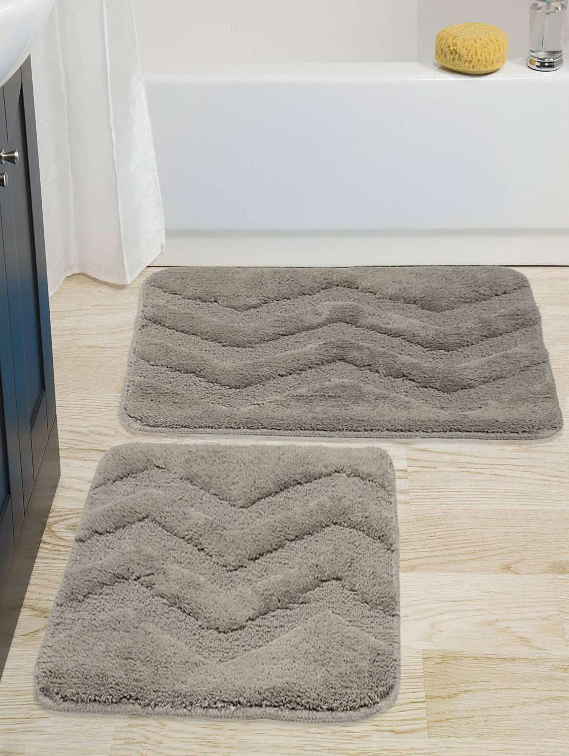 soft cotton anti slip bathmat set with contour- (45x60 cm & 45x50 cm)