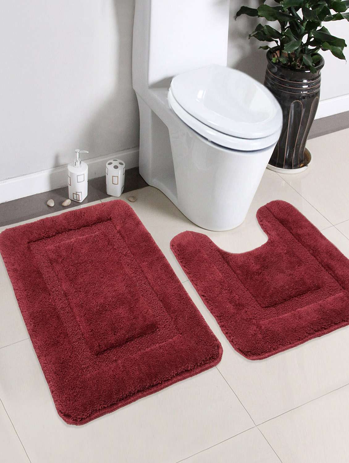 soft cotton anti slip bathmat set with contour- (45x60 cm & 45x50 cm)