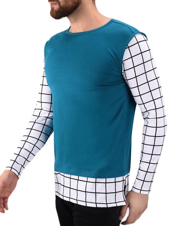 blue windowpane checkered t-shirt - 15584711 - Standard Image - 1