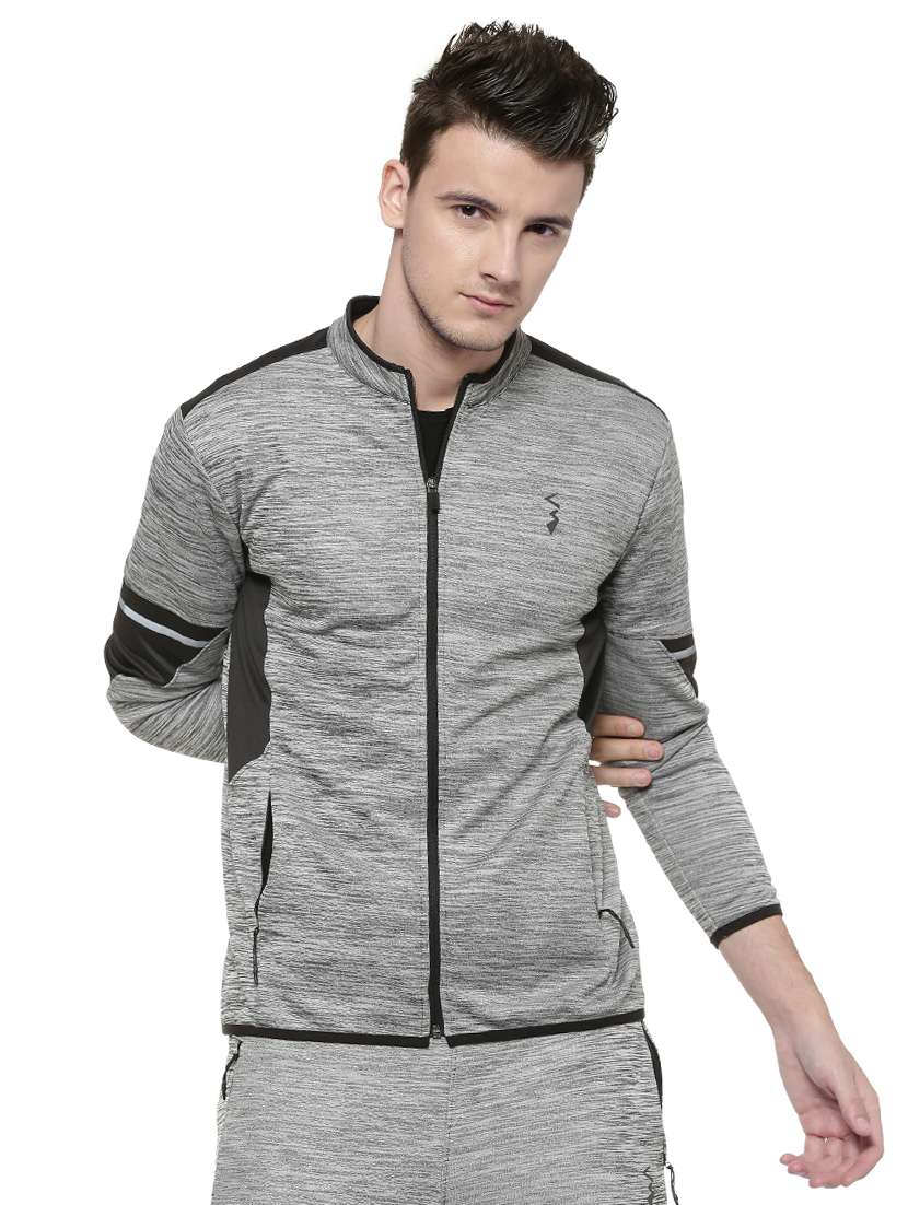 grey color block casual jacket
