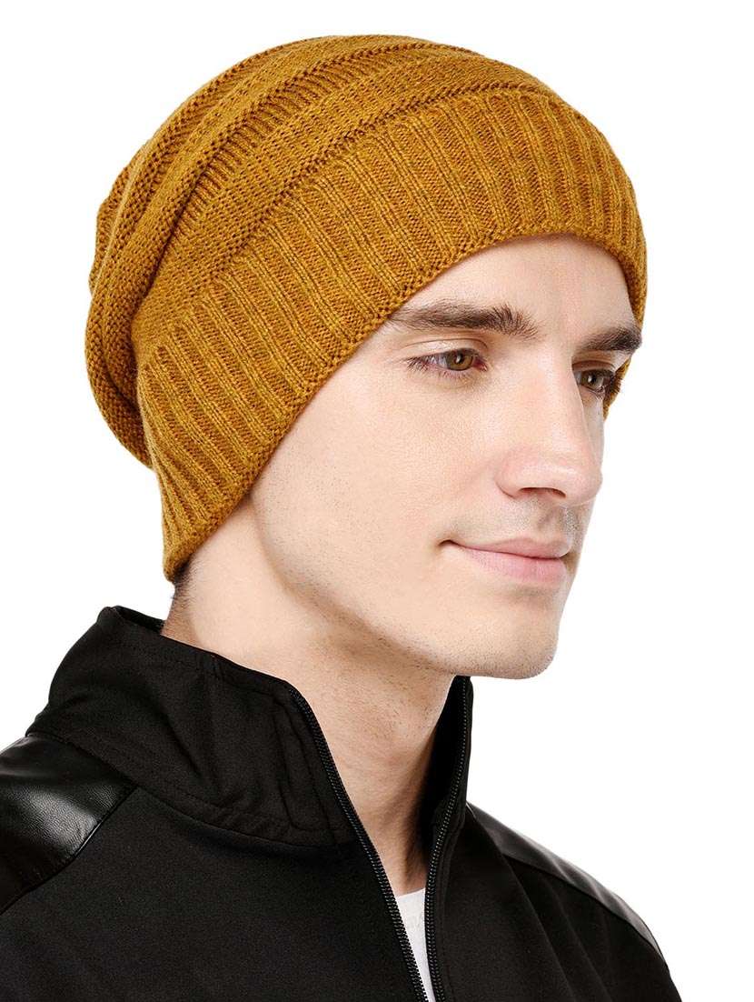 yellow wool winter cap