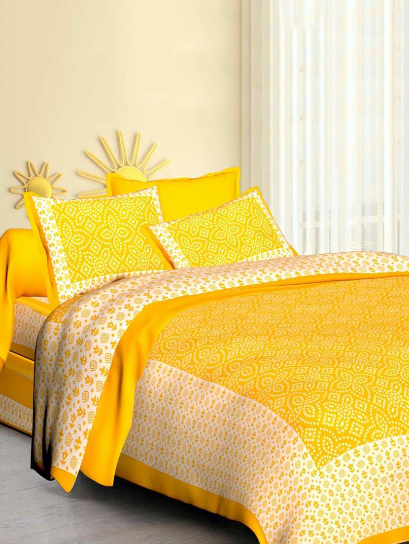 jaipuri cotton double bedsheet with 2 pillow covers