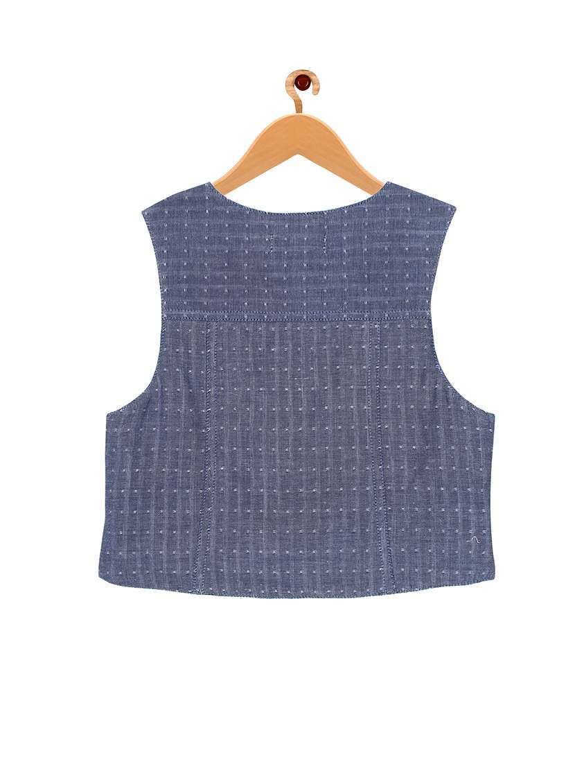 blue cotton waistcoat - 15586003 -  Standard Image - 1