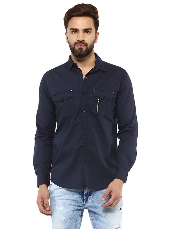 blue cotton casual shirt
