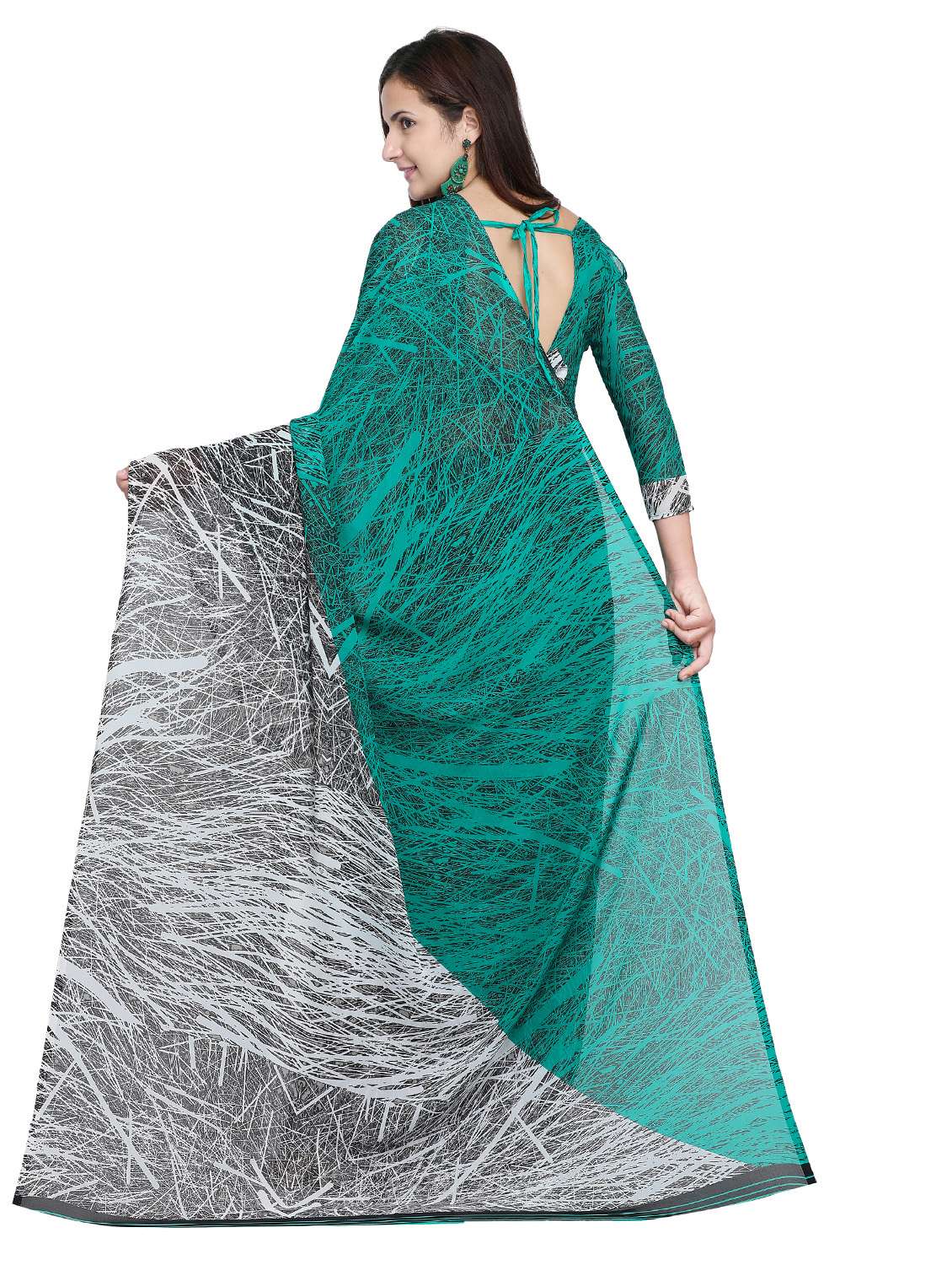 abstract printed saree with blouse - 15589442 -  Standard Image - 1