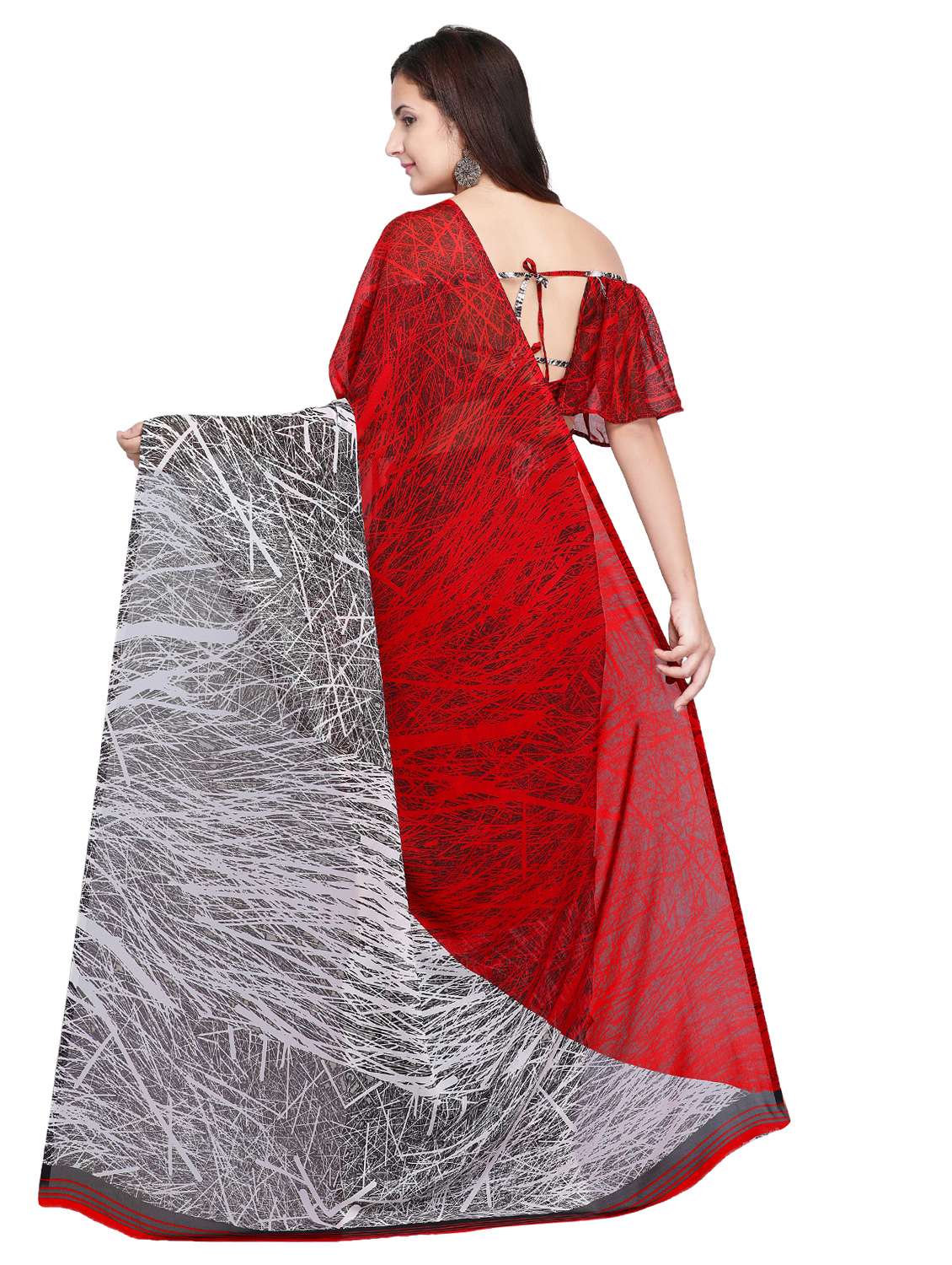 abstract printed saree with blouse - 15589445 -  Standard Image - 1