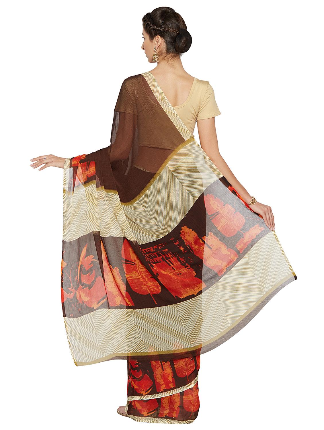 contrast bordered saree with blouse - 15589464 -  Standard Image - 1