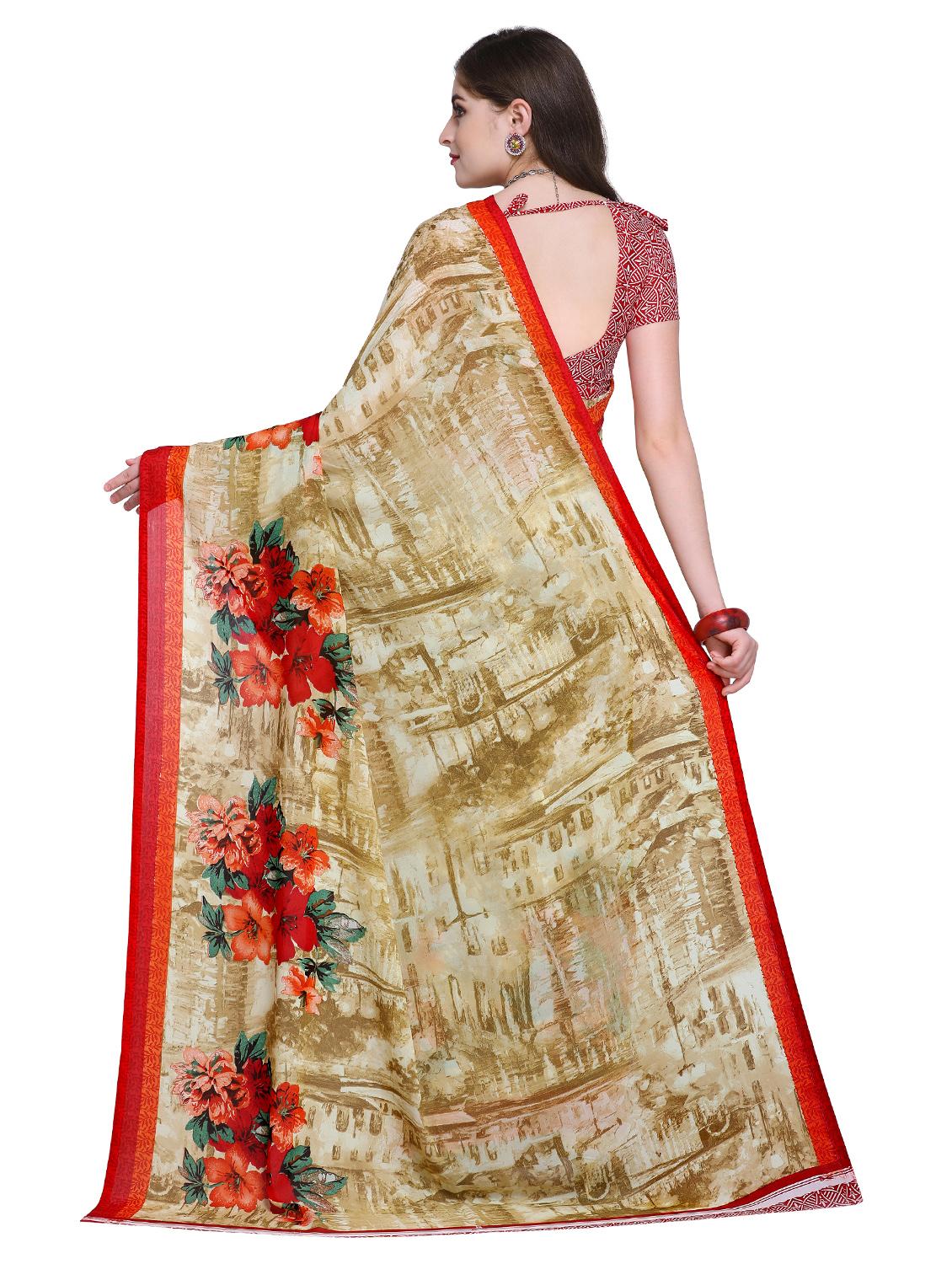 floral printed saree with blouse - 15589465 - Standard Image - 1