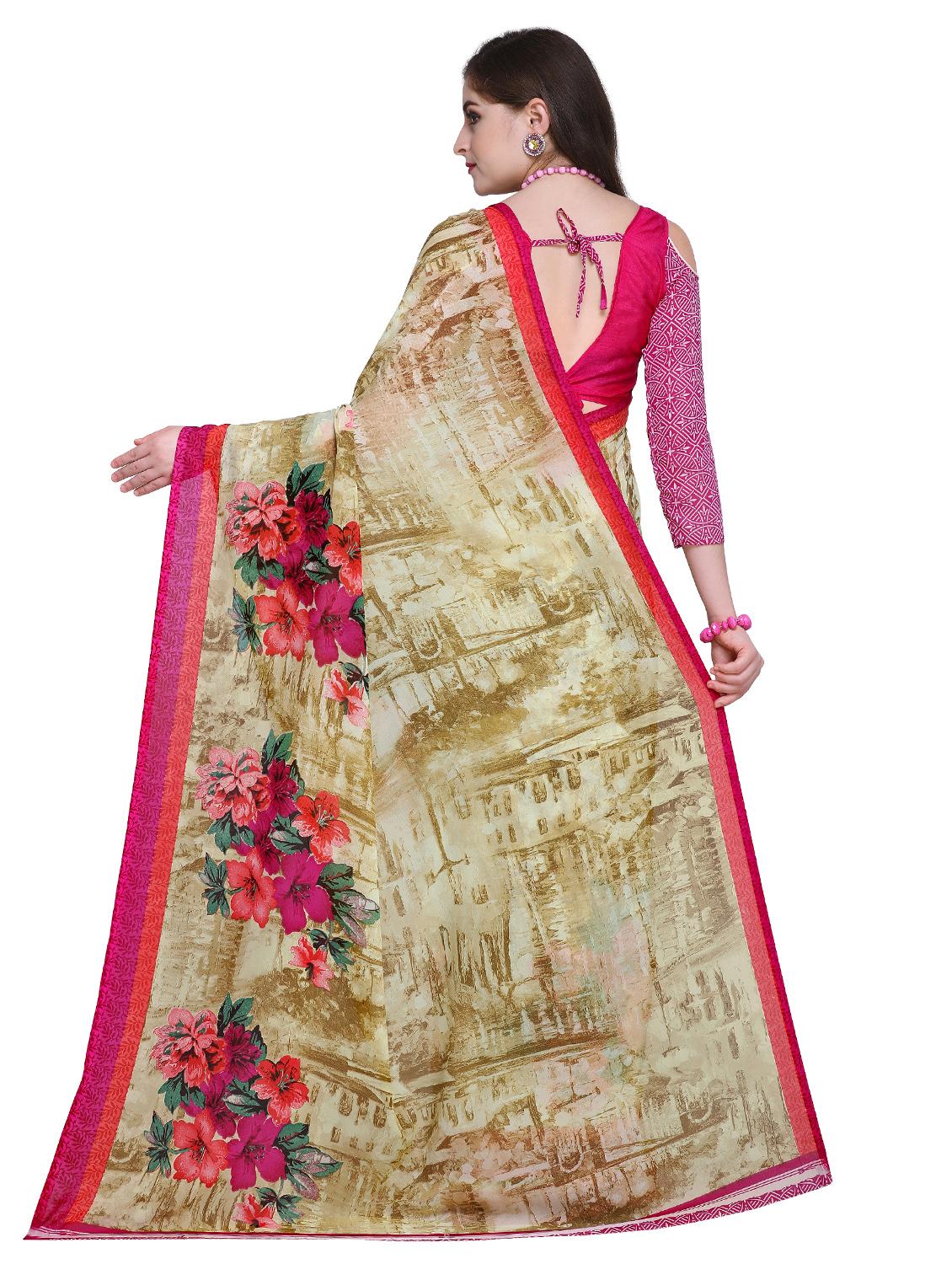 floral printed saree with blouse - 15589468 -  Standard Image - 1
