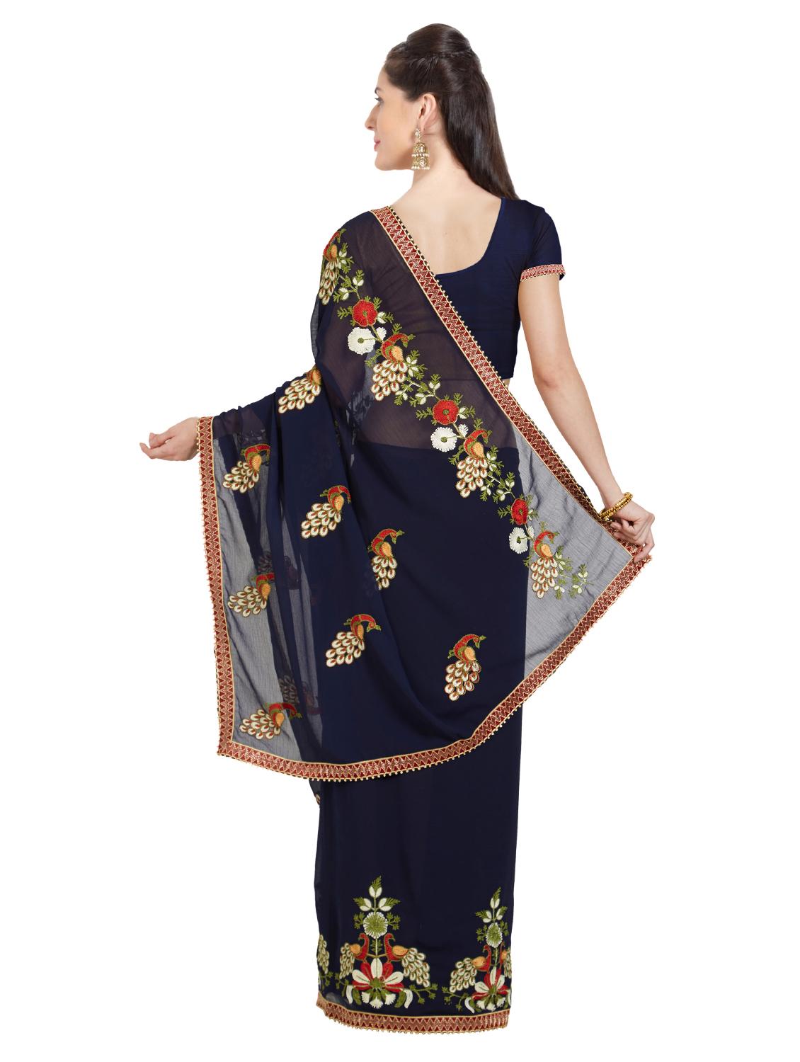 conversational embroidered saree with blouse - 15589469 -  Standard Image - 1