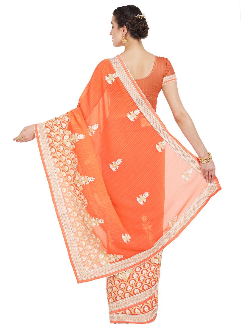 floral embroidered saree with blouse - 15589475 - Standard Image - 1