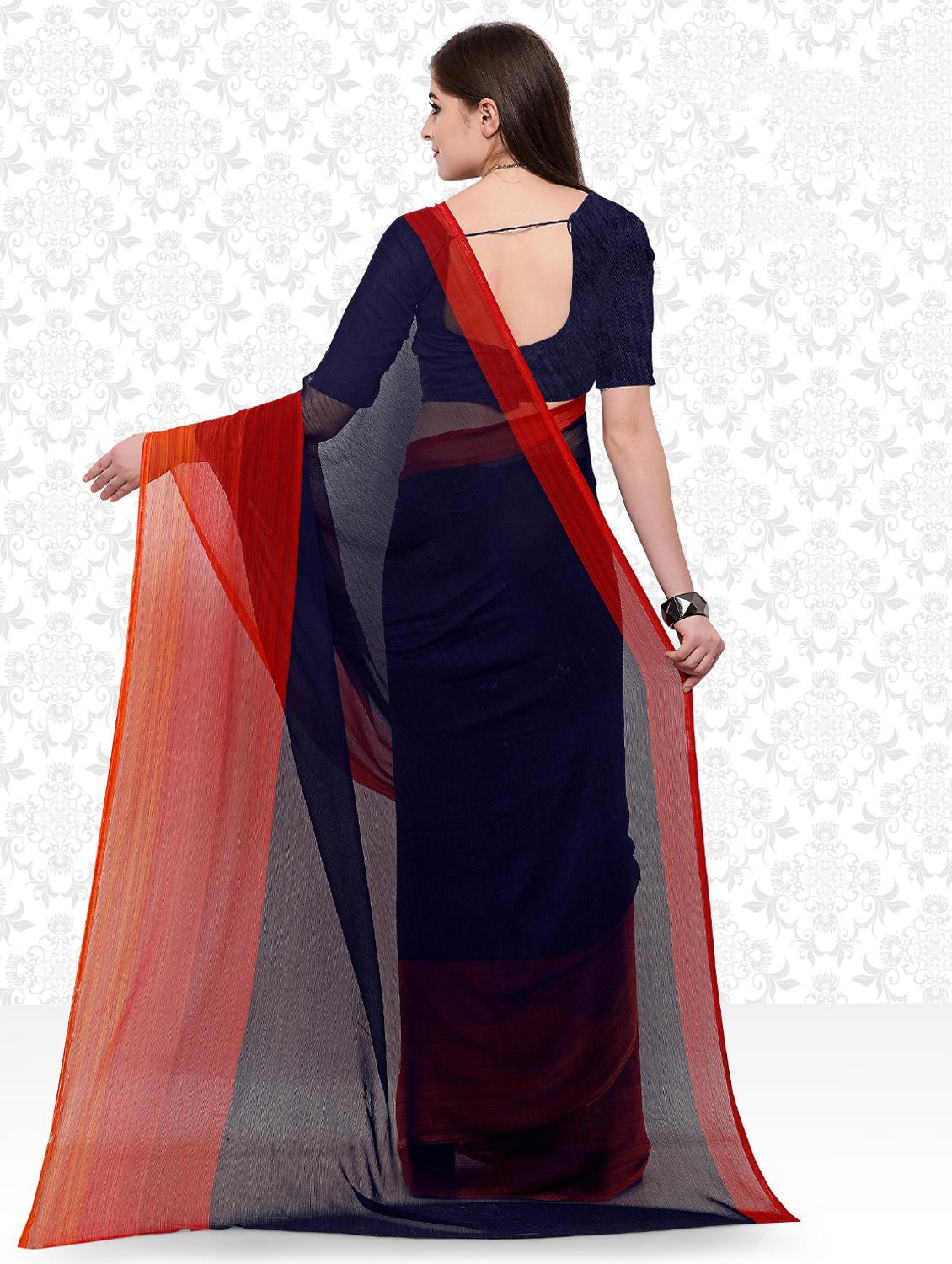 midnight blue bordered saree with blouse - 15589483 - Standard Image - 1