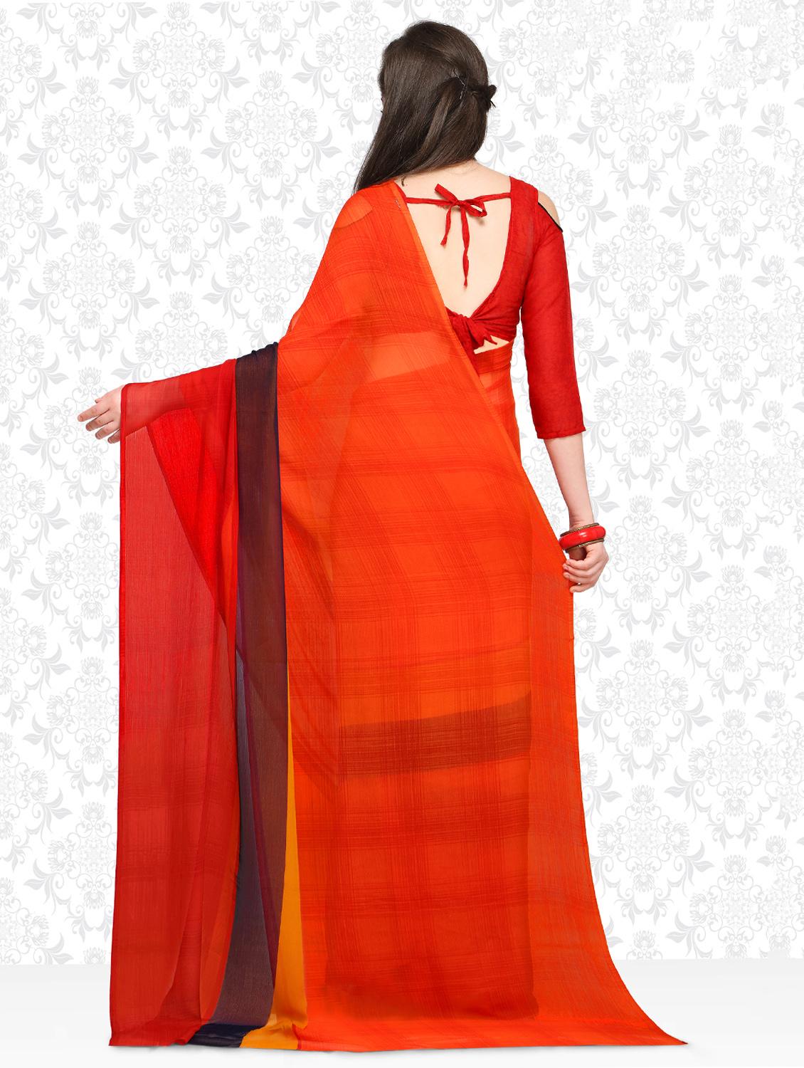 contrast bordered saree with blouse - 15589492 -  Standard Image - 1