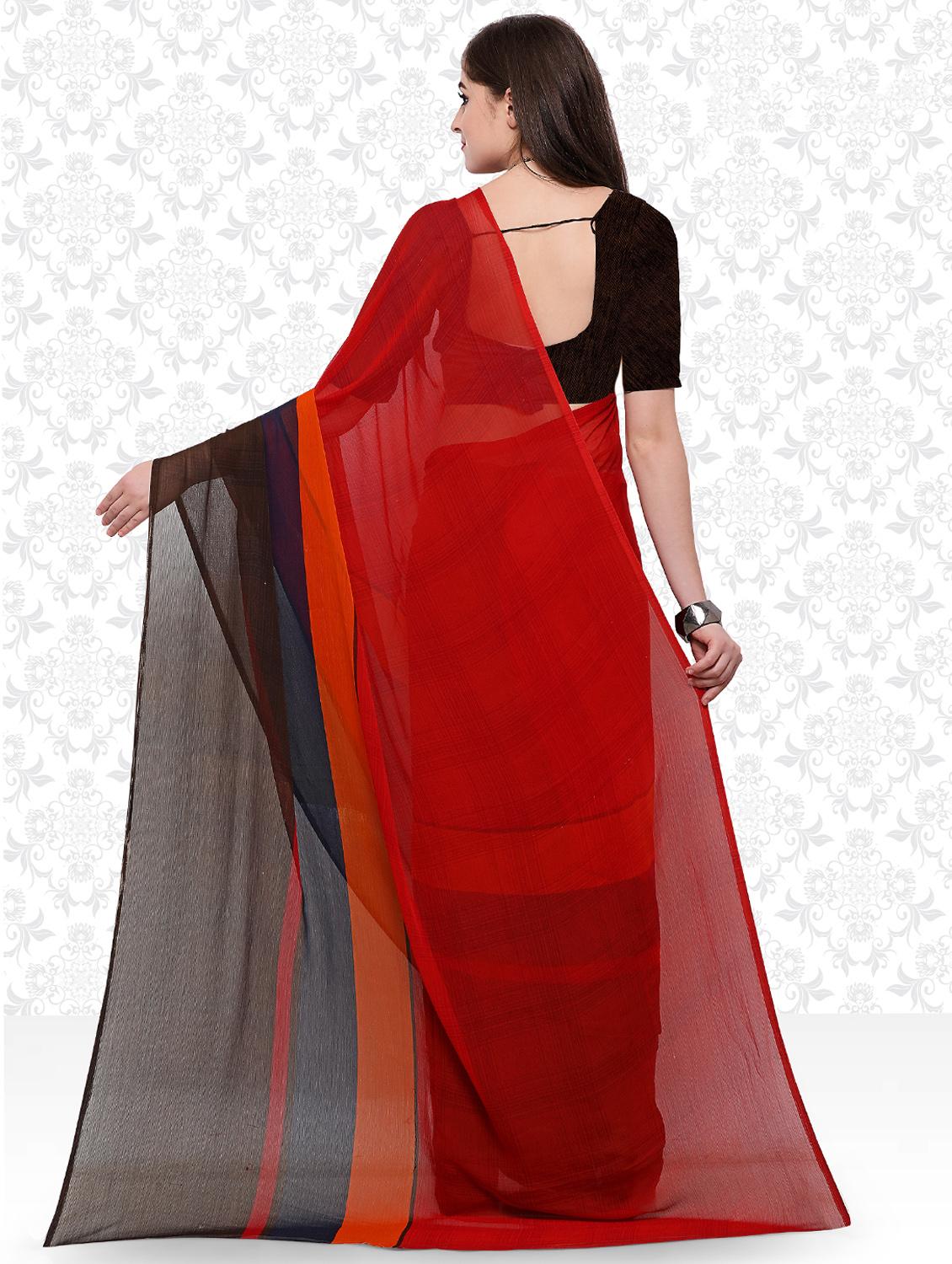 contrast bordered saree with blouse - 15589506 - Standard Image - 1