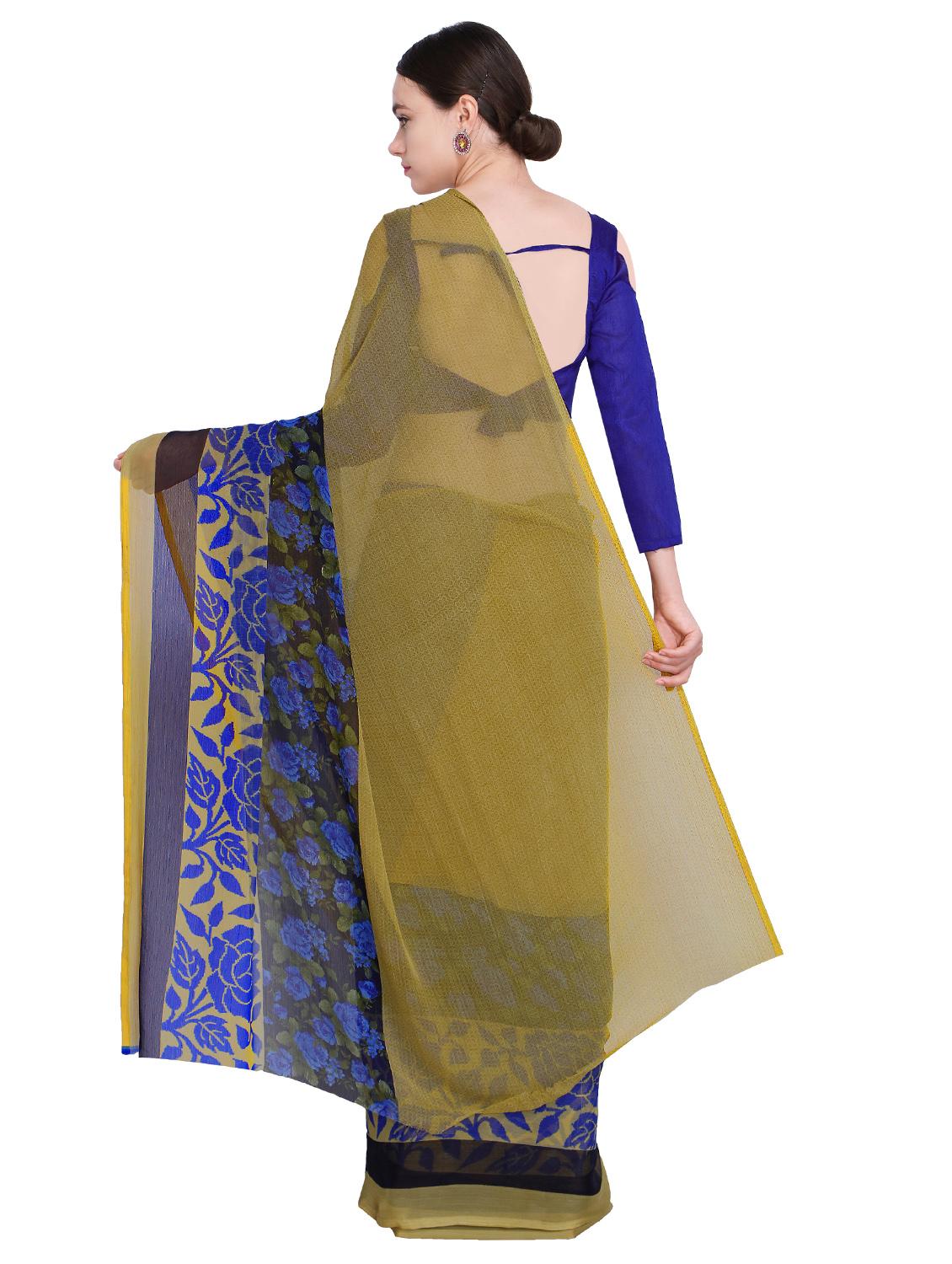 floral bordered saree with blouse - 15589522 - Standard Image - 1