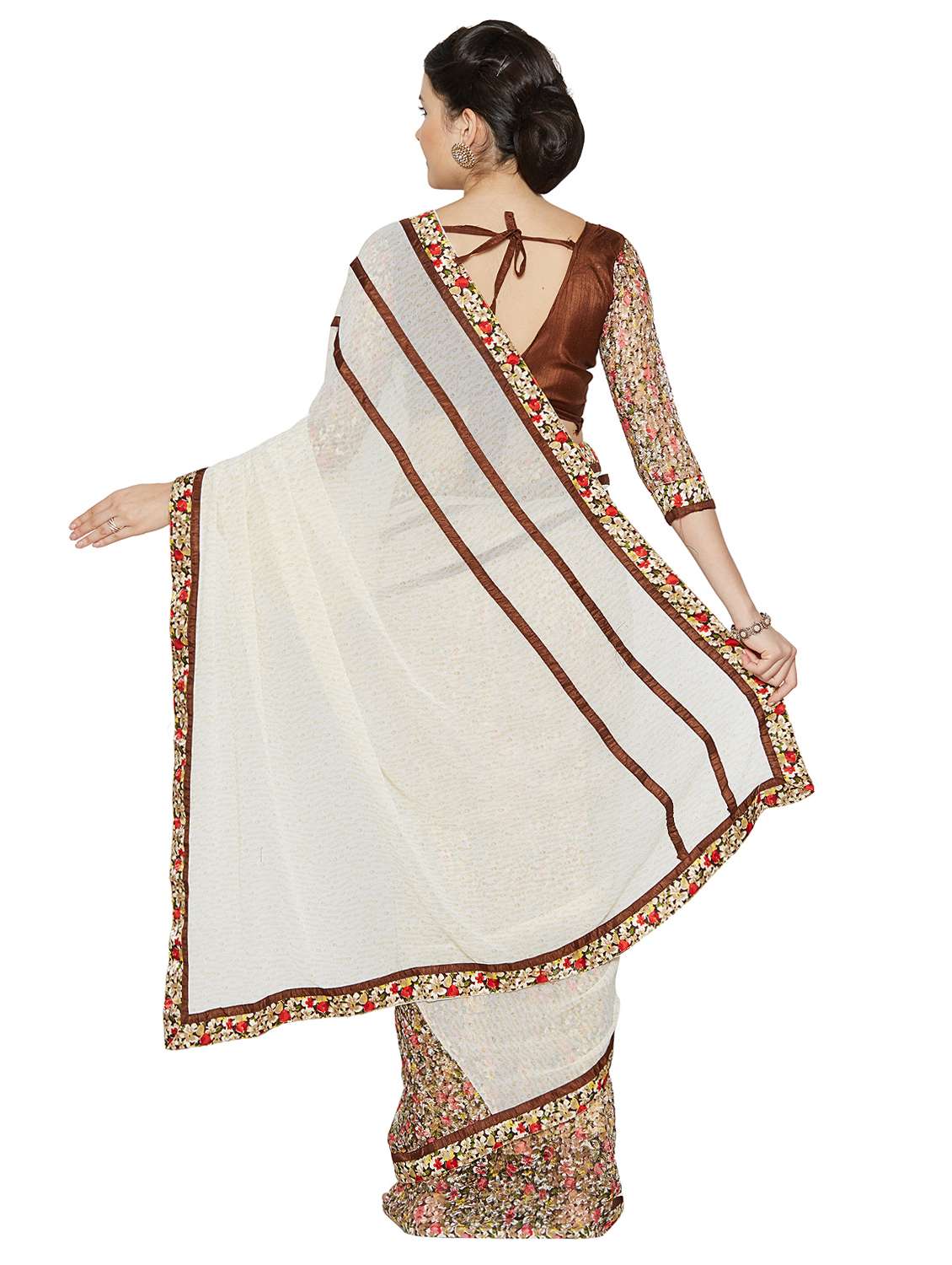 ditsy floral half and half saree with blouse - 15589536 -  Standard Image - 1