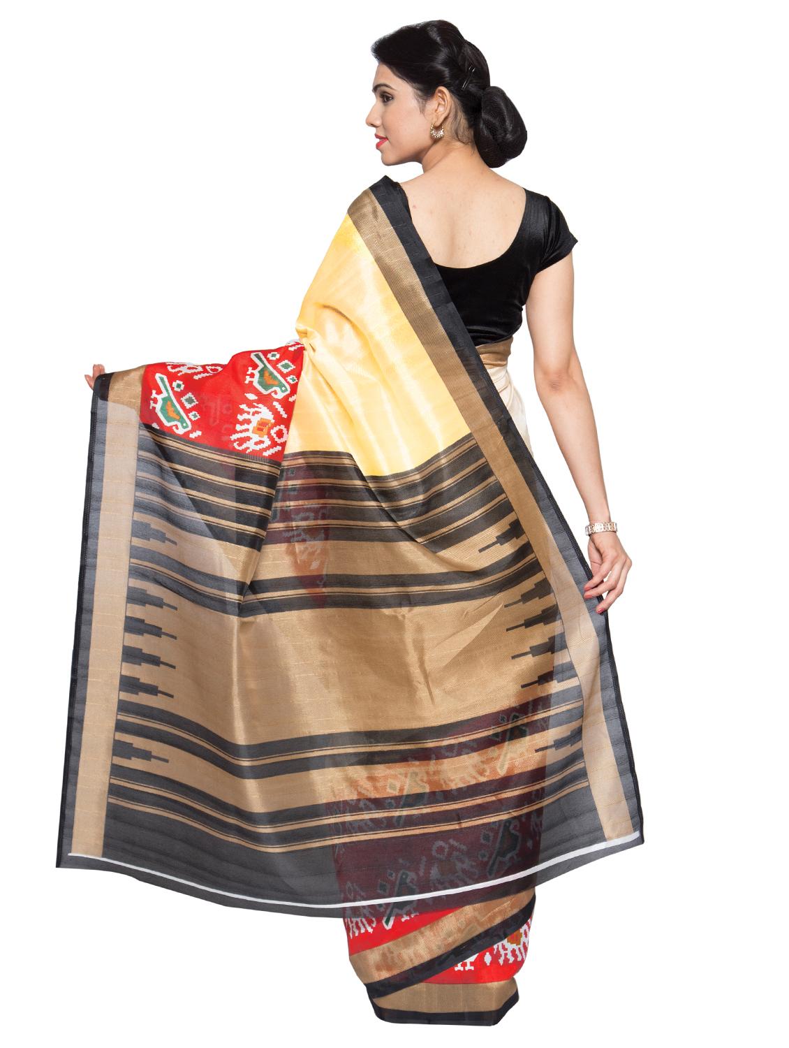 conversational bordered saree with blouse - 15589609 -  Standard Image - 1