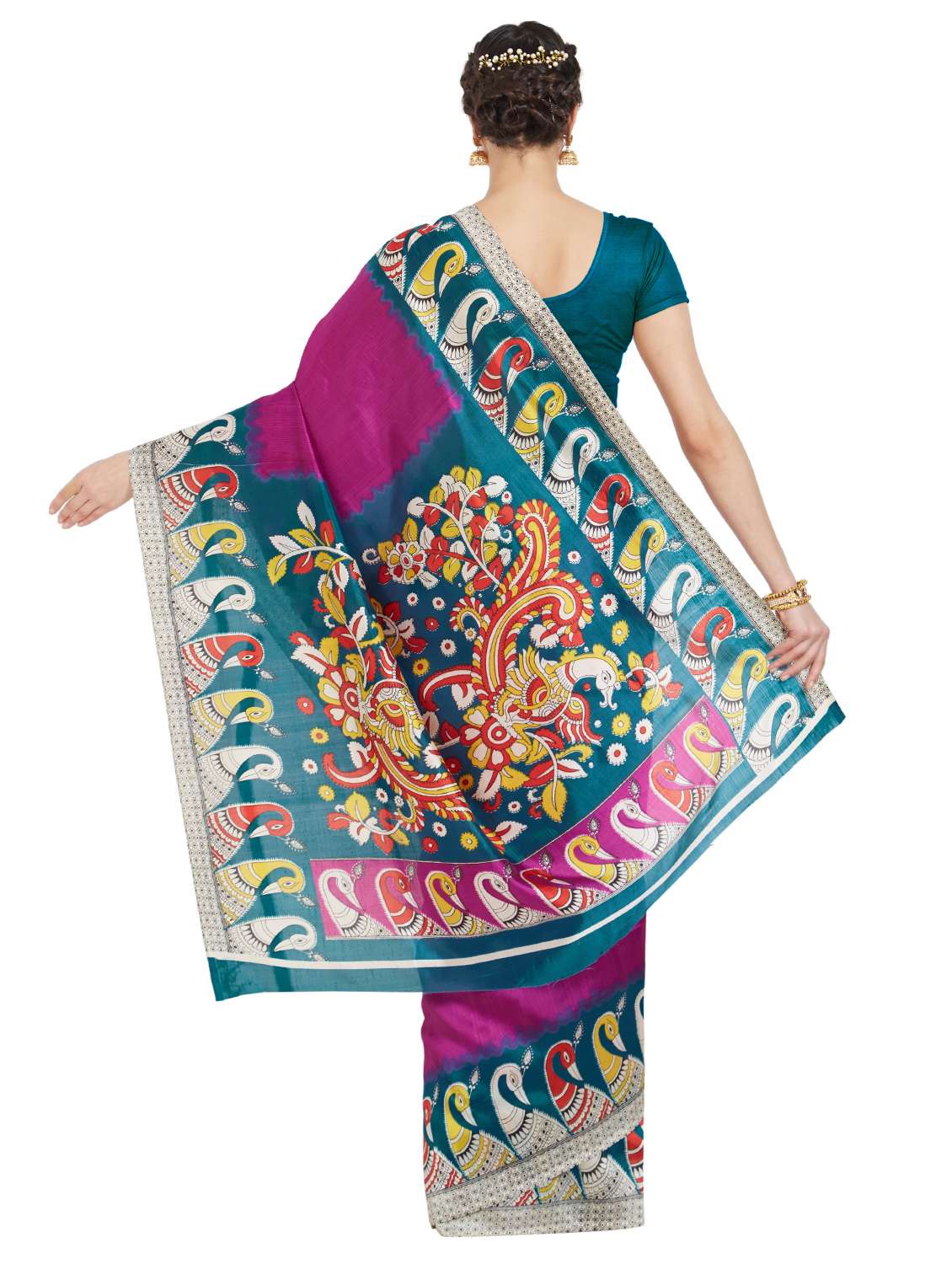 conversational bordered saree with blouse - 15589665 -  Standard Image - 1