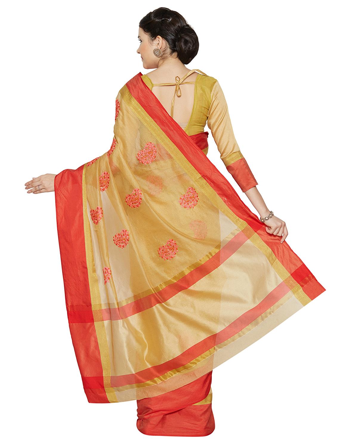 paisley embroidered saree with blouse - 15589672 -  Standard Image - 1