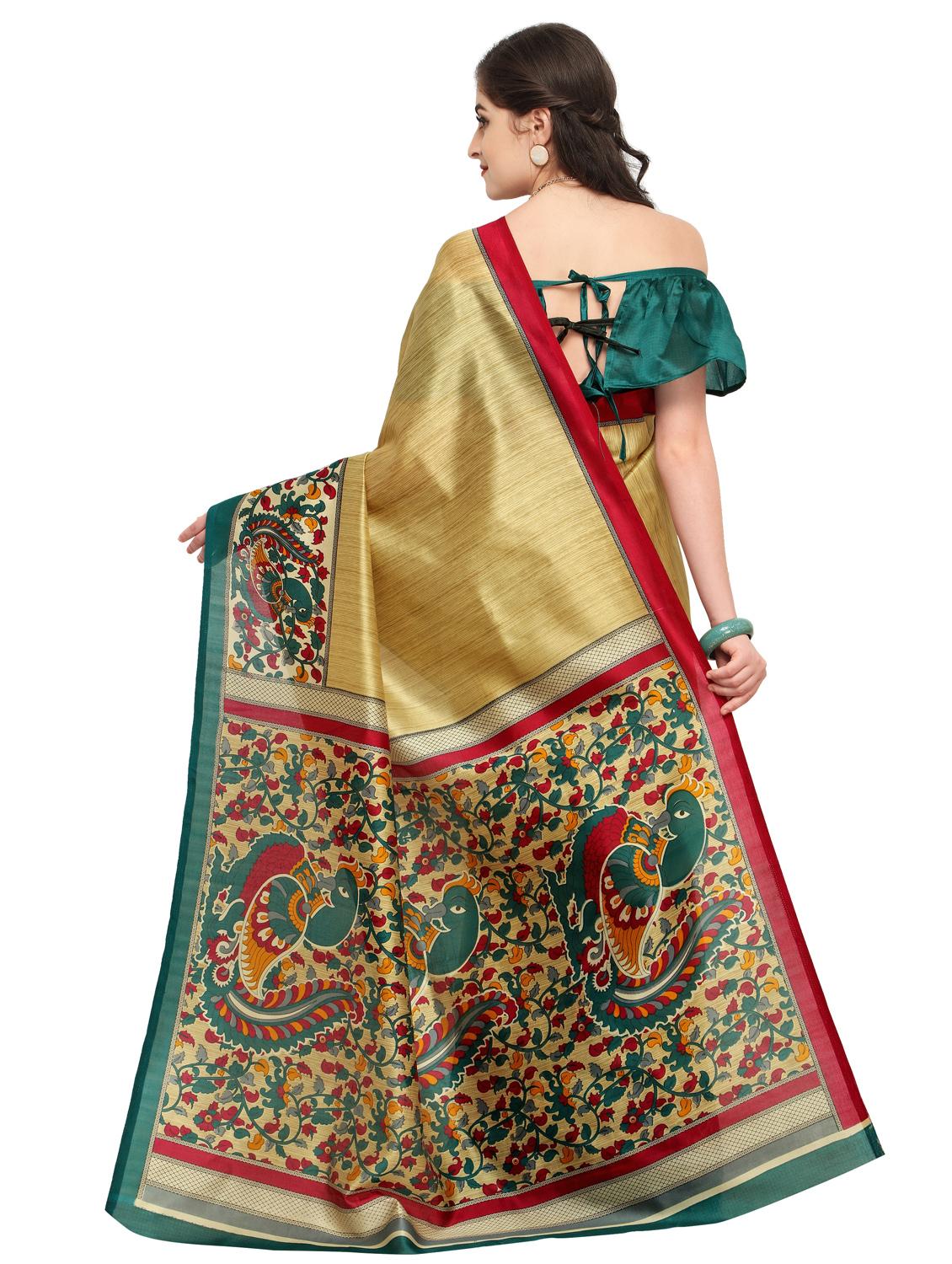 contrast bordered saree with blouse - 15589674 - Standard Image - 1