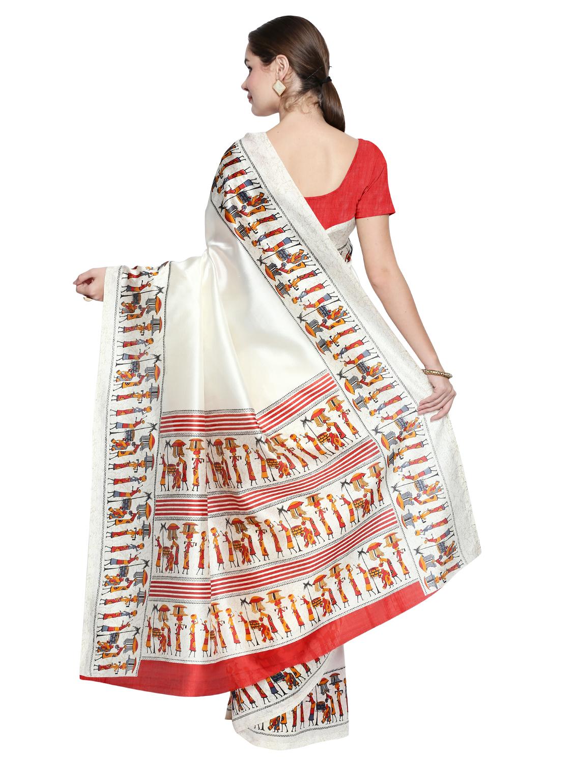 conversational bordered saree with blouse - 15589692 -  Standard Image - 1