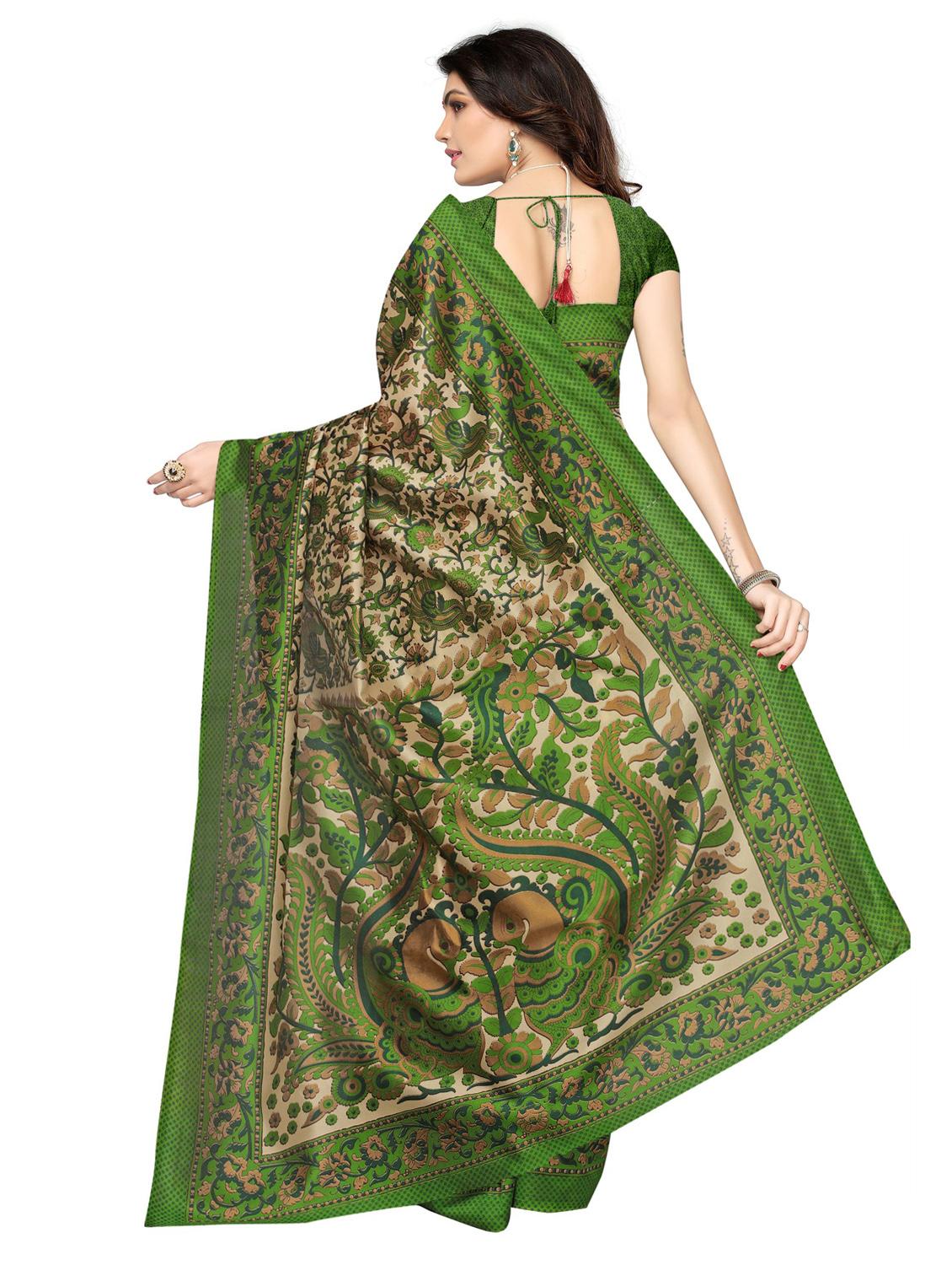 contrast bordered printed saree with blouse - 15589697 -  Standard Image - 1