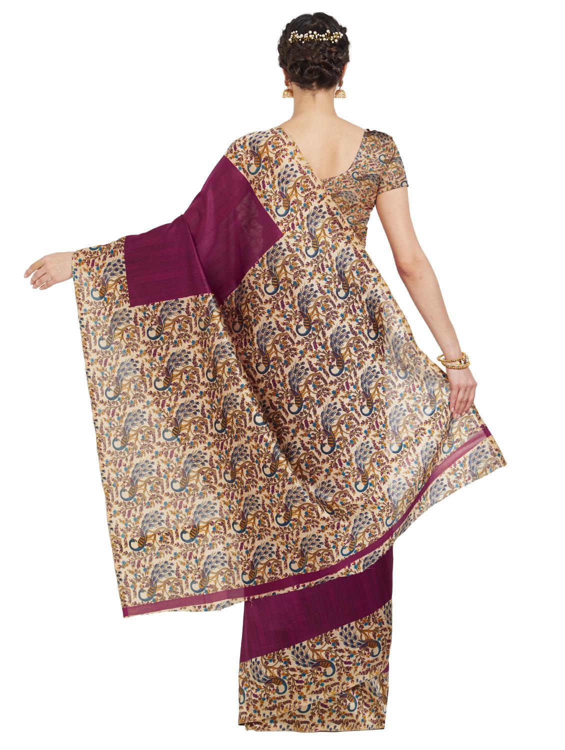 conversational bordered saree with blouse - 15589709 -  Standard Image - 1