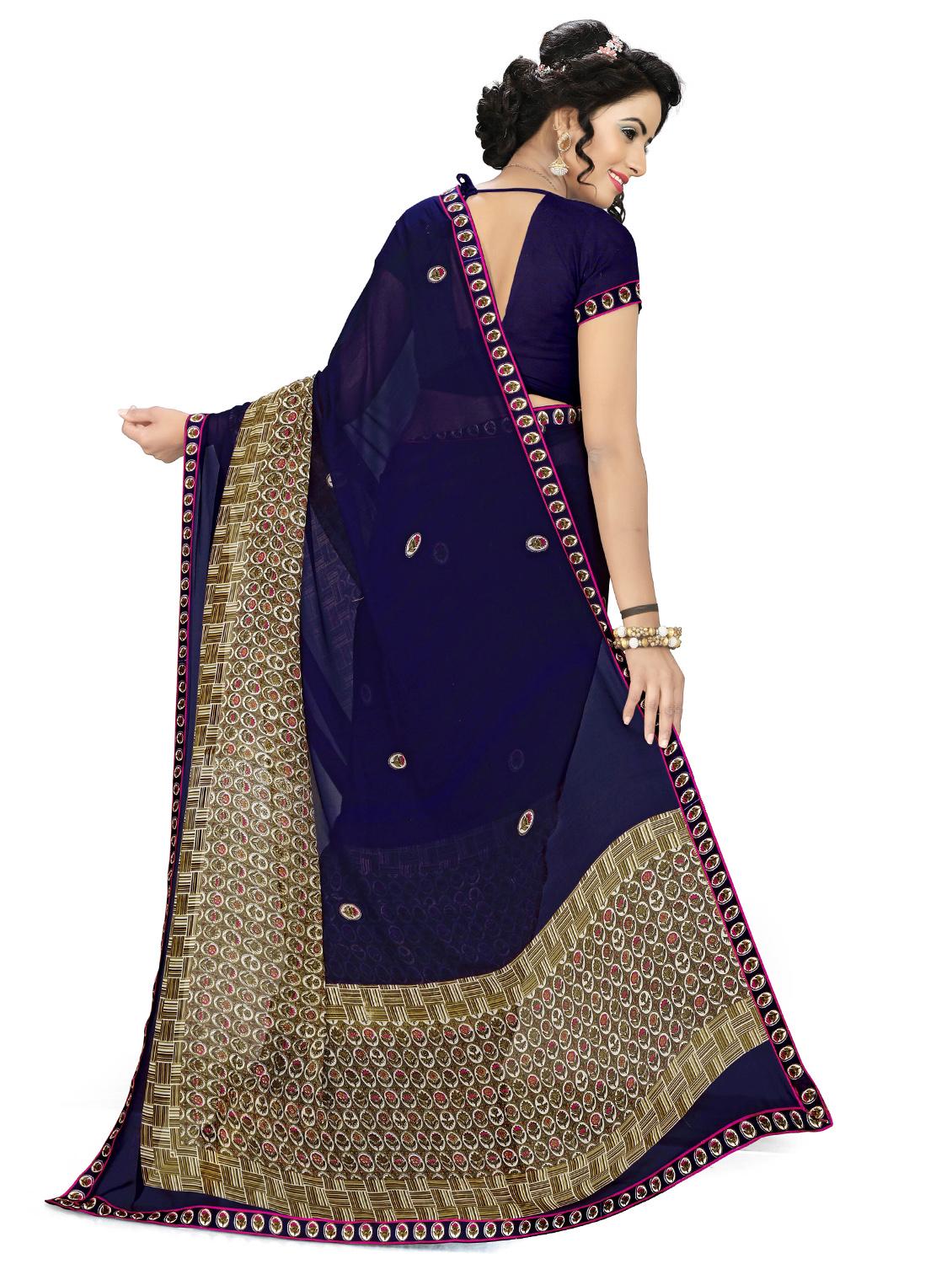 ditsy floral printed saree with blouse - 15589744 - Standard Image - 1