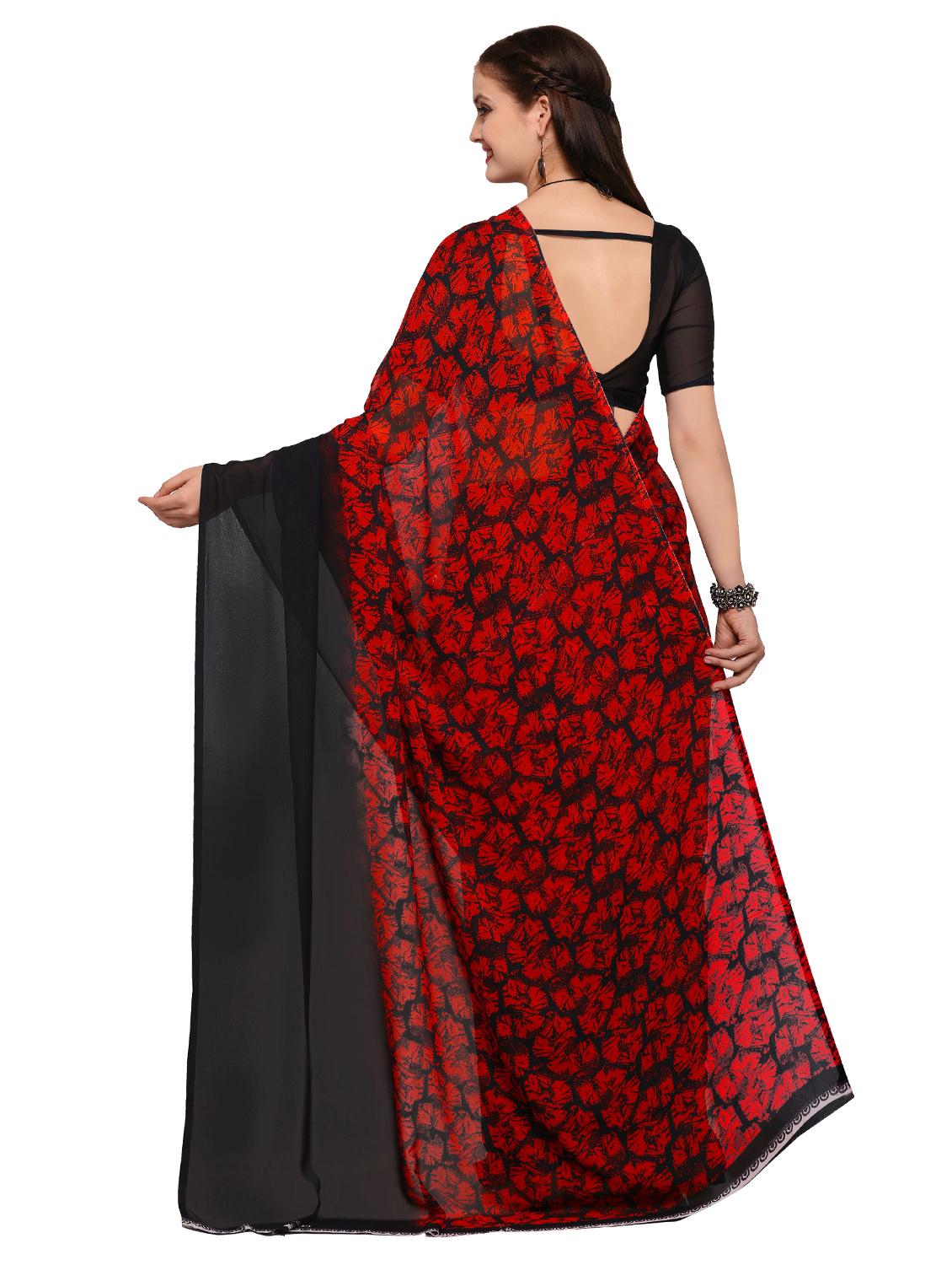 contrast bordered printed saree with blouse - 15589792 - Standard Image - 1