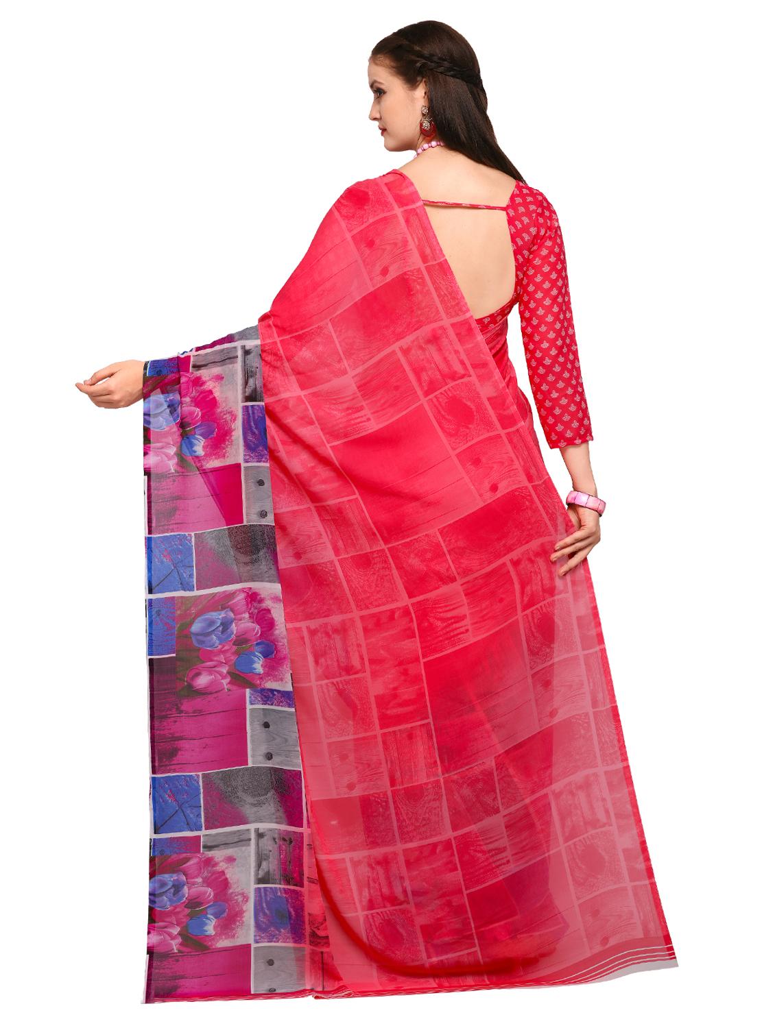 ditsy floral bordered printed saree with blouse - 15589798 -  Standard Image - 1