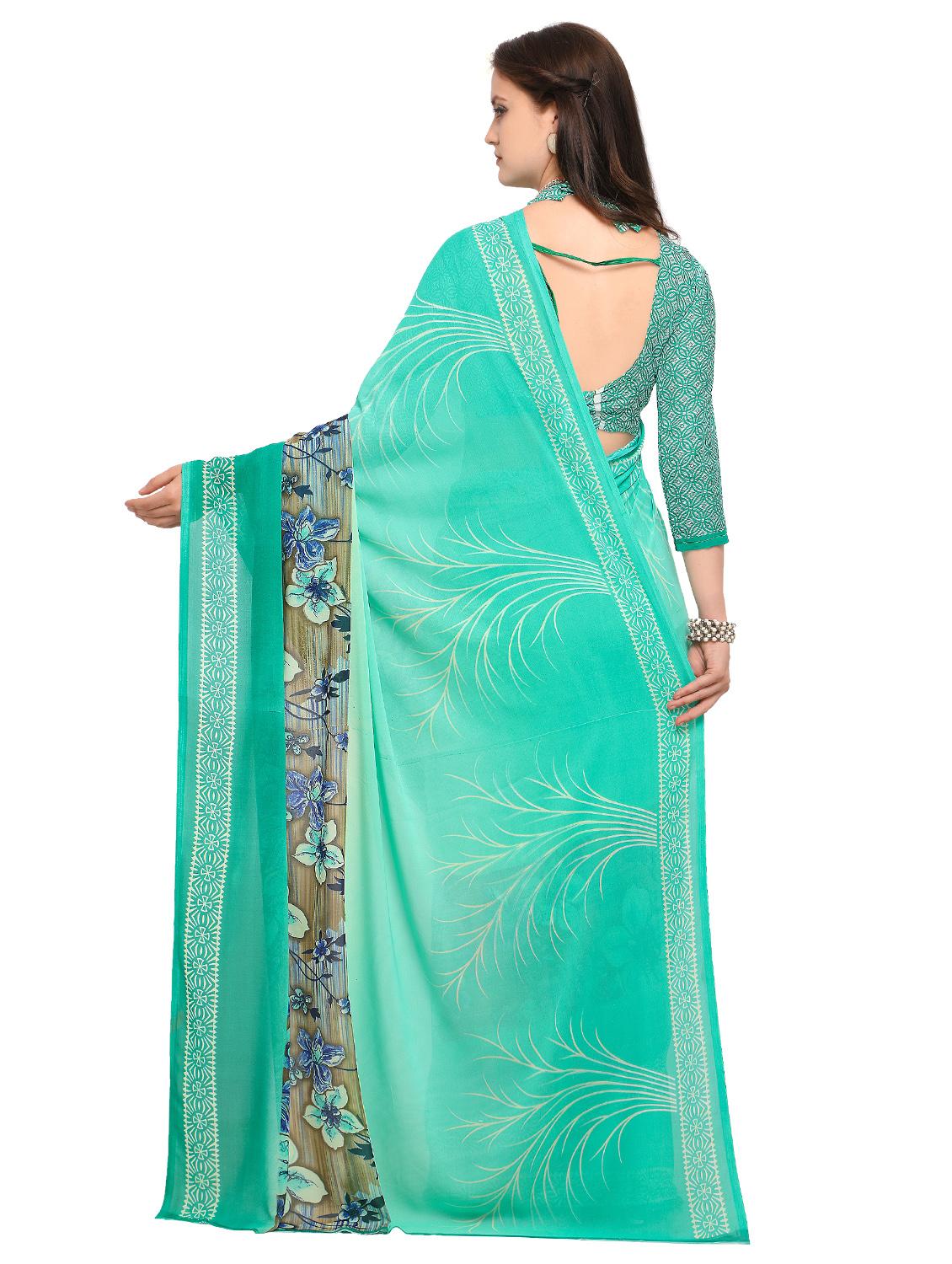 ditsy floral bordered printed saree with blouse - 15589814 -  Standard Image - 1