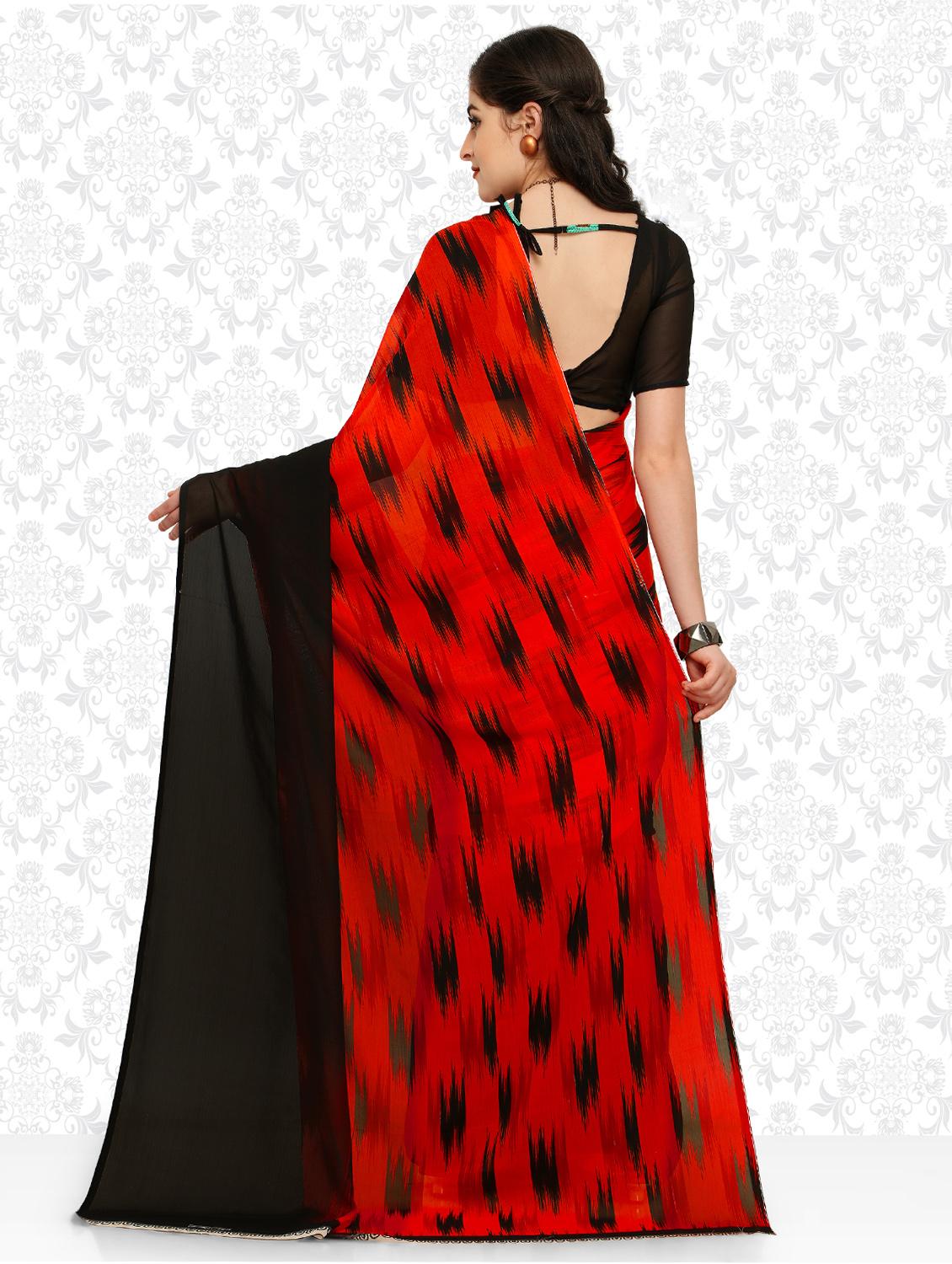 ikat printed saree with blouse - 15589821 -  Standard Image - 1